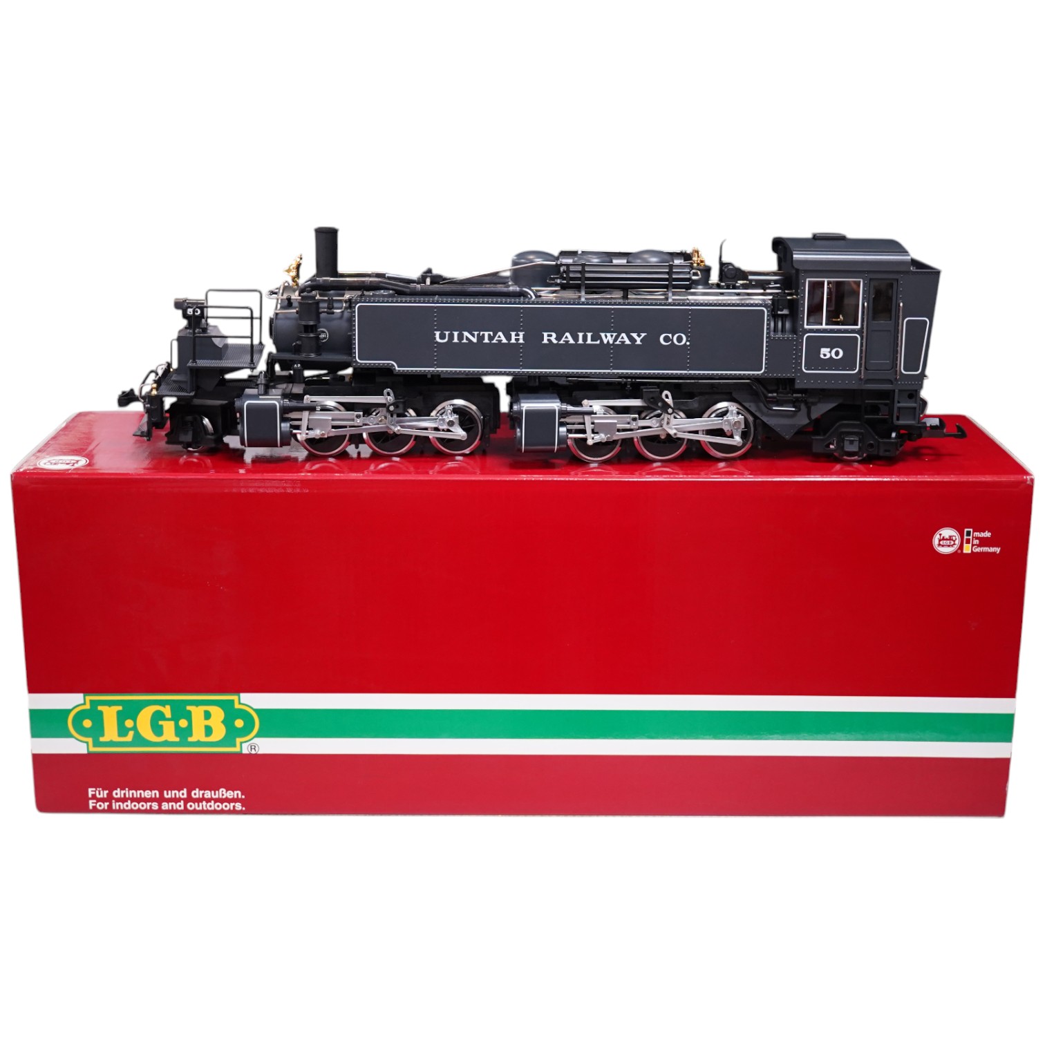 A boxed Lehman LGB (21881) G scale railway Uintah Railway Co. 2-6-6-2T locomotive, 50, in black livery. Condition - good, evidence of very minor running wear only.